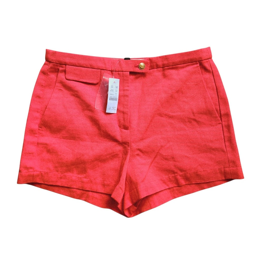 NWT J Crew Linen Blend Shorts Size 4 Women's Red Preppy Quiet Luxury